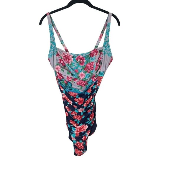 Johny Was Floral Tank Swim XL One Piece Japer Tropical Resort Vacation Preppy - Picture 2 of 15